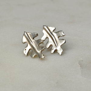Silver Oak Leaf Studs - Rumination Jewelry