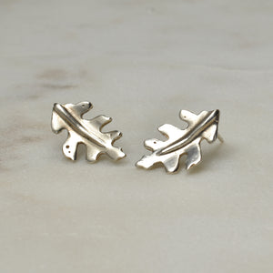Silver Oak Leaf Studs - Rumination Jewelry