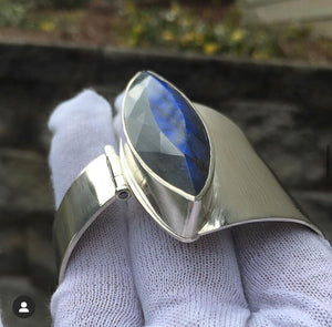 Labradorite and Diamond Power Cuff - Rumination Jewelry