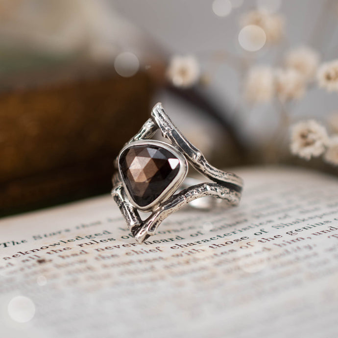 Golden Sapphire Woodland Ring Size 7.75 - Rumination Jewelry