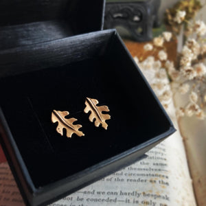 Bronze Oak Leaf Studs - Rumination Jewelry