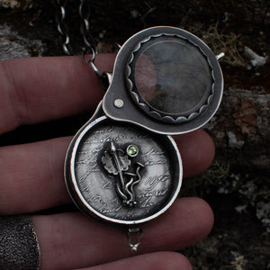 Bloodroot Magnifying Glass Locket - Rumination Jewelry