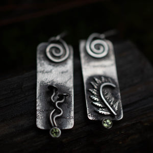 Fern Mushroom Arcane Earrings I - Rumination Jewelry