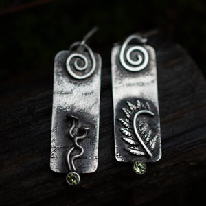 Fern Mushroom Arcane Earrings I - Rumination Jewelry