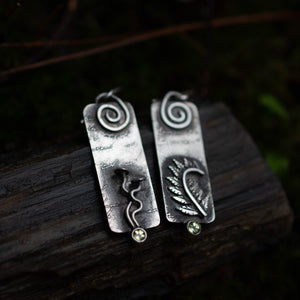 Fern Mushroom Arcane Earrings I - Rumination Jewelry