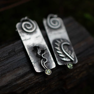 Fern Mushroom Arcane Earrings I - Rumination Jewelry