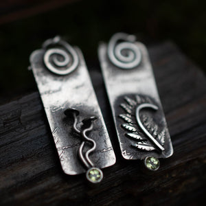 Fern Mushroom Arcane Earrings I - Rumination Jewelry