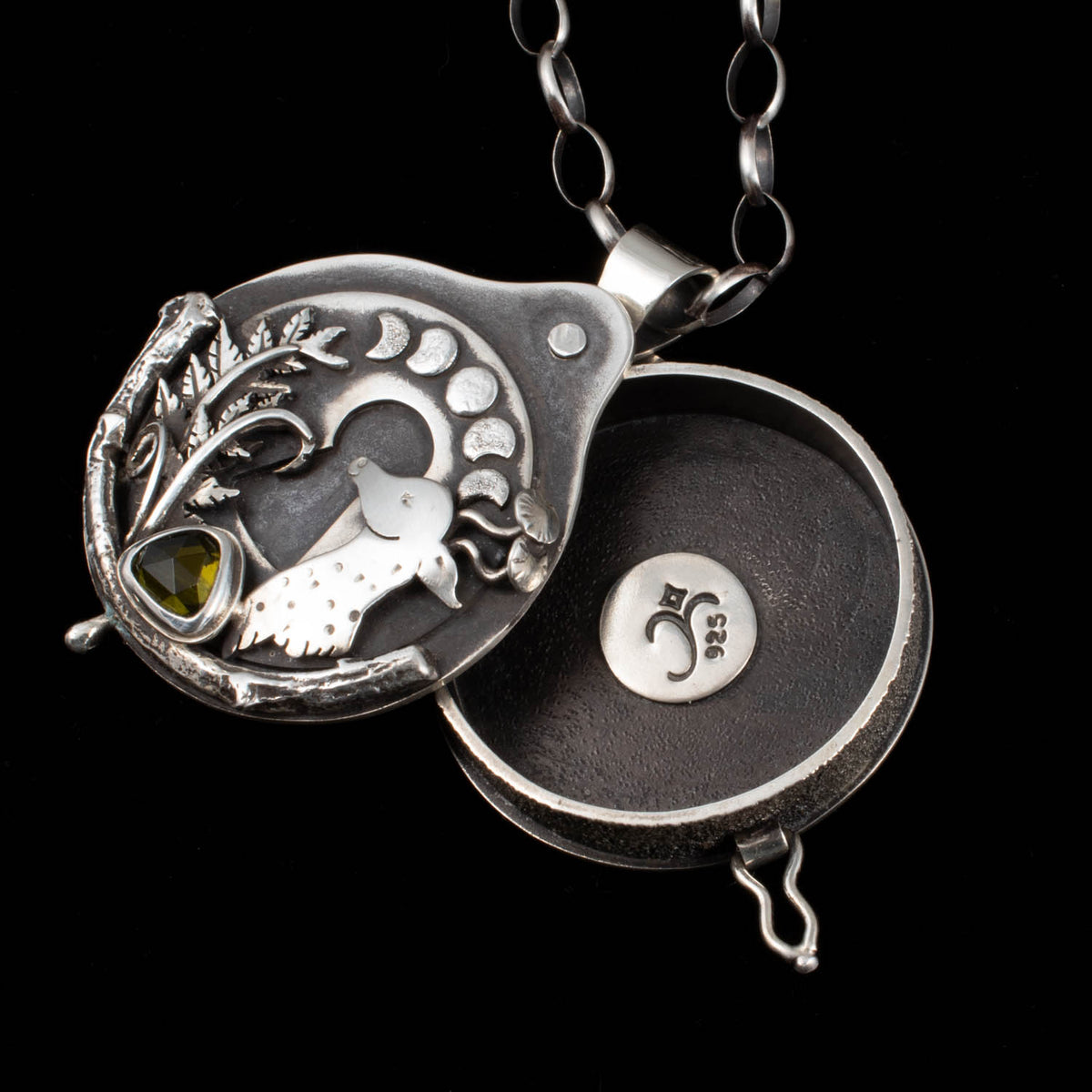 Mushroom Deer Keyhole Locket- Sphene – Rumination Jewelry