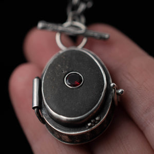 River Rock and Garnet Dragon Stash Locket - Rumination Jewelry