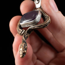 Load image into Gallery viewer, Bronze Serpent with Purple Chalcedony