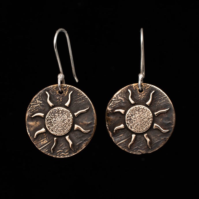 Alchemical Sun Bronze Earrings