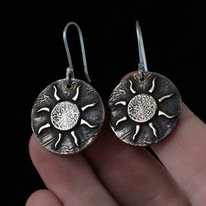 Alchemical Sun Bronze Earrings