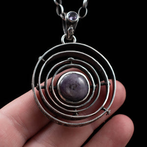 Spinning Solar System Pendant with Star Sapphire and Alexandrite - Rumination Jewelry