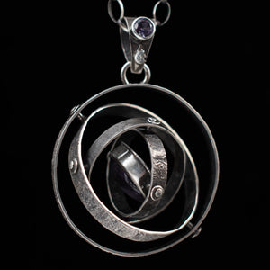 Spinning Solar System Pendant with Star Sapphire and Alexandrite - Rumination Jewelry