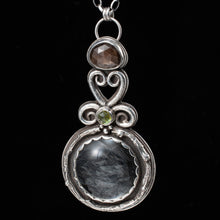 Load image into Gallery viewer, Fairy Lens Magnifier Pendant, with Peridot and Golden Sapphire - Rumination Jewelry