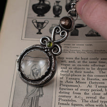 Load image into Gallery viewer, Fairy Lens Magnifier Pendant, with Peridot and Golden Sapphire - Rumination Jewelry