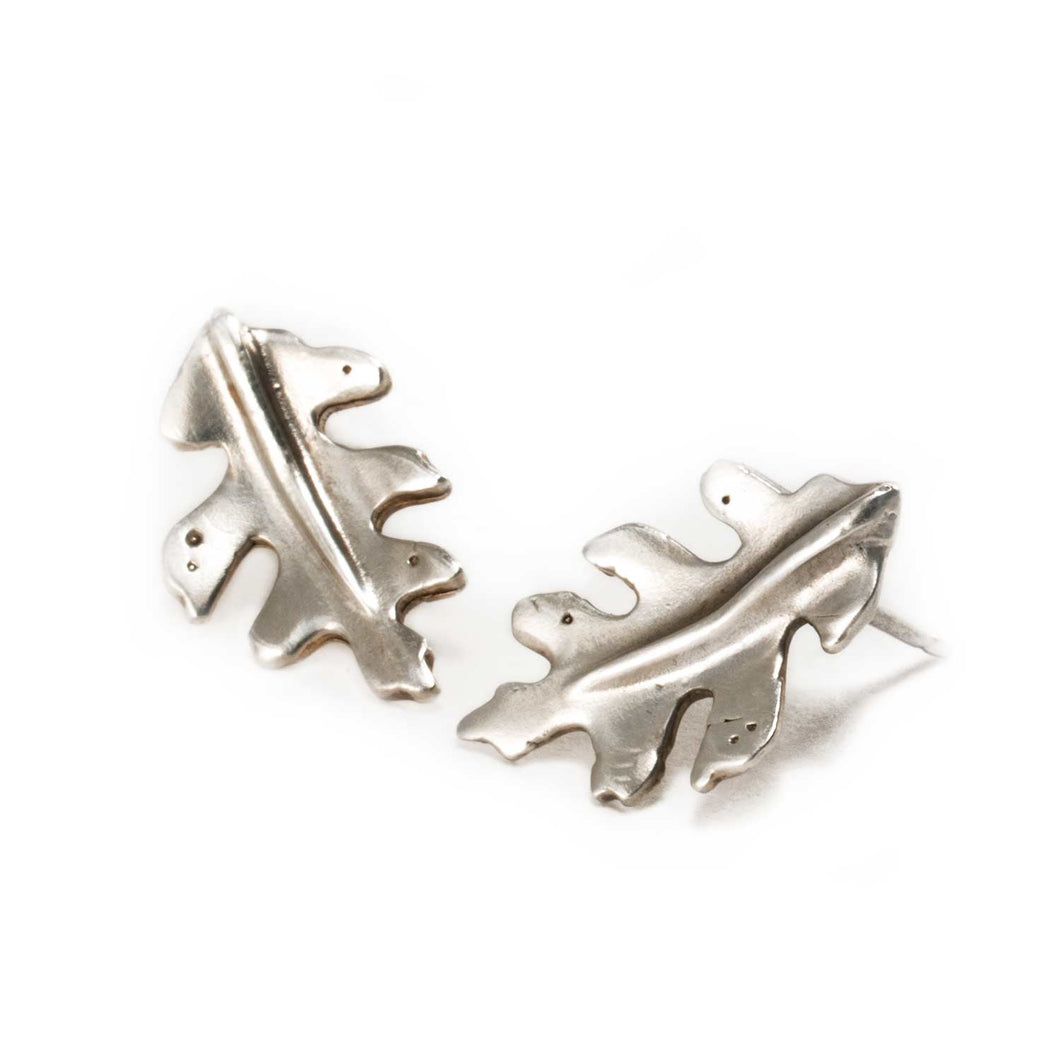 Silver Oak Leaf Studs - Rumination Jewelry